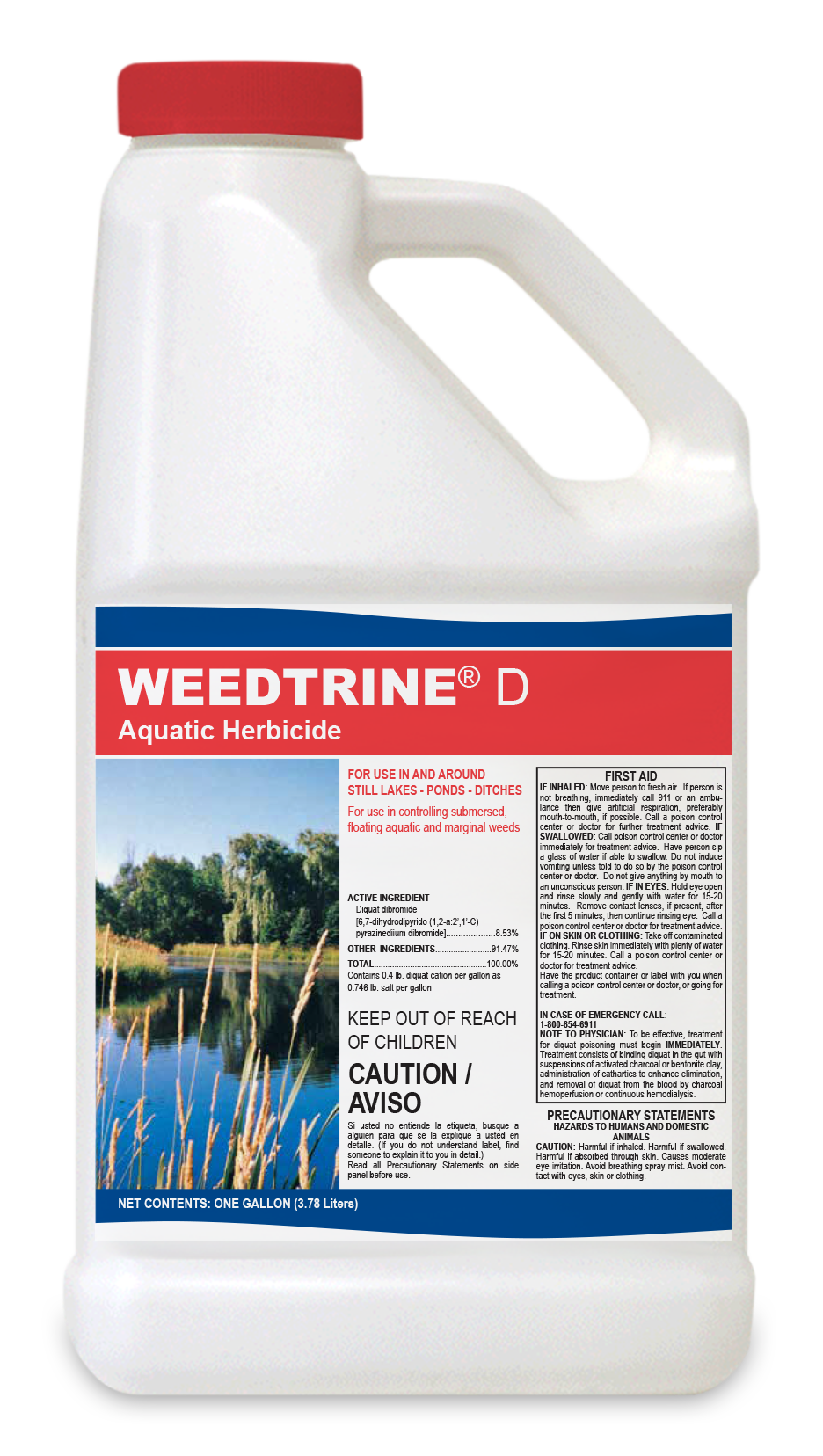 Weedtrine D Aquatic Herbicide 1 Gallon – Diquat Spray for Duckweed, Floating & Emergent Weeds – Fast-Acting Shoreline Treatment