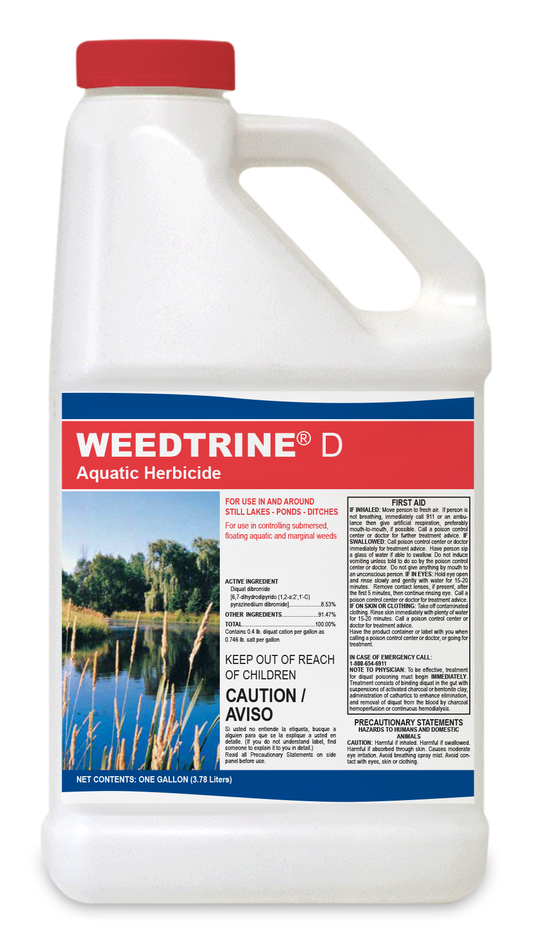 Weedtrine D Aquatic Herbicide 1 Gallon – Diquat Spray for Duckweed, Floating & Emergent Weeds – Fast-Acting Shoreline Treatment